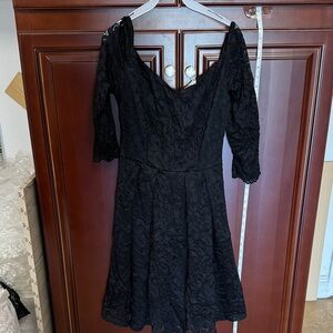 Women 3/4 Sleeve Lace Floral Day Dress New Black size Small sales clearance